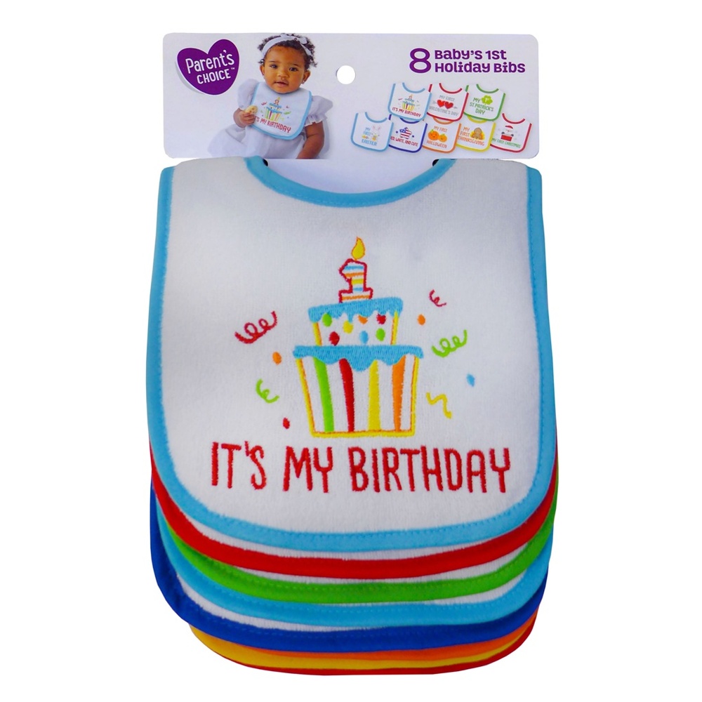 Parent's Choice Cotton Feeding Baby Bib, 8 pk, Unisex